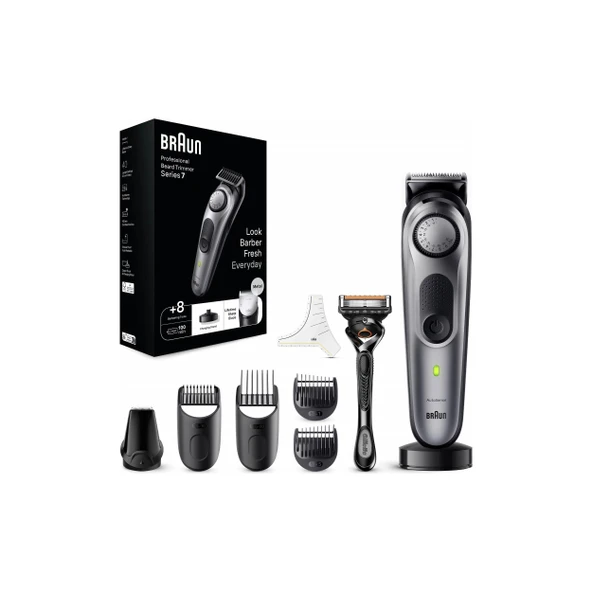Braun Yüz , Saç-Sakal Series 7 Profesyonel Sakal Düzeltici 40 Uzunluk Ayarı Problade Teknoloji 100 Dakika Kablosuz Kullanım Islak Kuru Su Geçirmez Metal Bıç ürün görseli 1