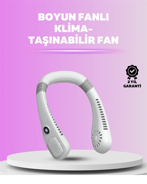 Giyilebilir Bladeless Boyun Fanı | 360° Serinlik, 5 Kademe Rüzgar, Usb Şarjlı Sessiz Mini Klima ürün görseli 1
