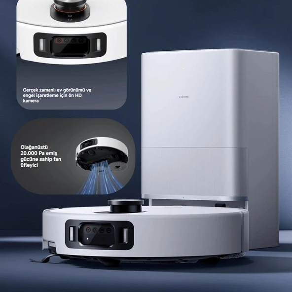Xiaomi 20000Pa Omni Kamera Kendi kendini temizleyen Otomatik Sıcak Su Paspas Yıkama Robot Süpürge ürün görseli 1