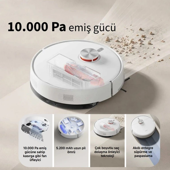 Xiaomi 10000Pa Akıllı Robot Süpürge Paspas LDS Lazer Haritalama Anti-Dolanma Fırça Wi-Fi Kontrol ürün görseli 1