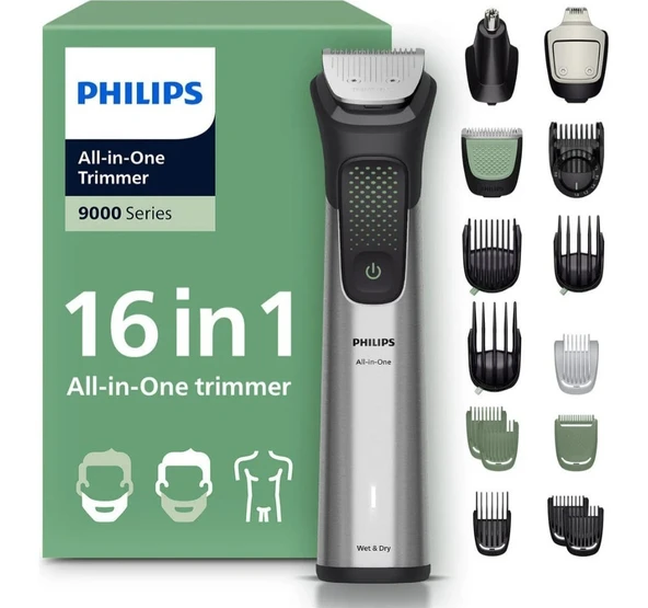 Philips 16'sı 1 Arada Erkek Bakım Seti MG9532/15 Şarjlı Kullanım 120 dk Süreli Gri Siyah ürün görseli 1