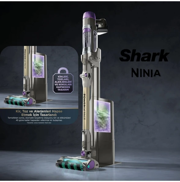 Shark Otomatik Boşaltma, Güçlü Çekim, Akıllı Emiş Algılama Detect Clean Auto-Empty Dikey Süpürge ürün görseli 1