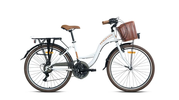 GERONİ - MOMA URBAN - 28  City Bike - 21 Speed - V-Brake - White-Brown ürün görseli 1