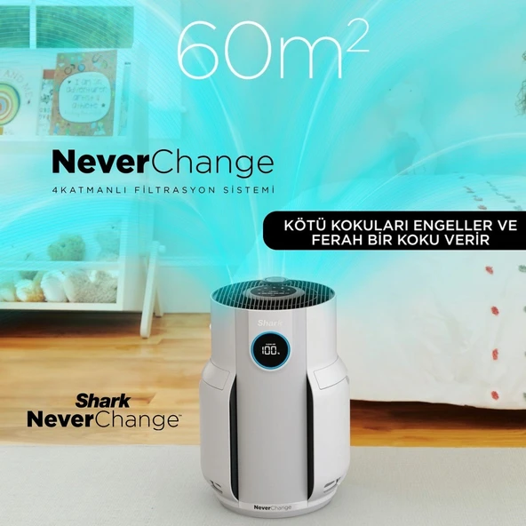 Shark Neverchange5 60M² Etkili 5 Yıl Filtre Ömürlü Akıllı Kirlilik Sensörü ve Koku Giderici Teknolojili Hepa Filtreli Standart Hava Temizleyici ürün görseli 1