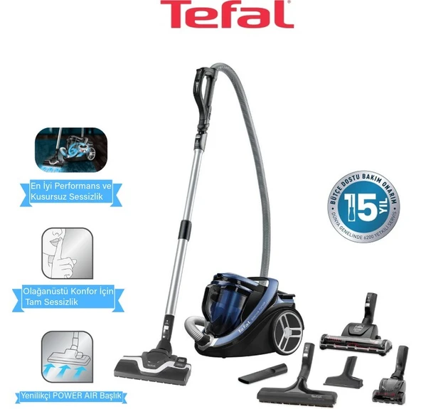 Tefal Turbo Başlık 550W En Iyi Performans ve Kusursuz Sessizlik Silence Force Toz Torbasız Elektrikli Süpürge Özel ve Yenilikçi POWER AIR Başlık -Kablosuz L ürün görseli 1