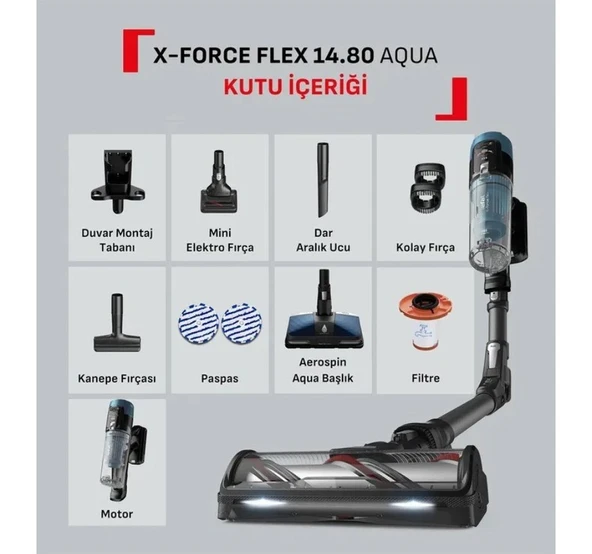 Tefal 240 Air Watt Yüksek Emiş Gücü Bükülebilir Boru Akıllı Dijital Kontrol Ekranlı Şarjlı Dikey Süpürge X-Force Flex 14.80 ürün görseli 1