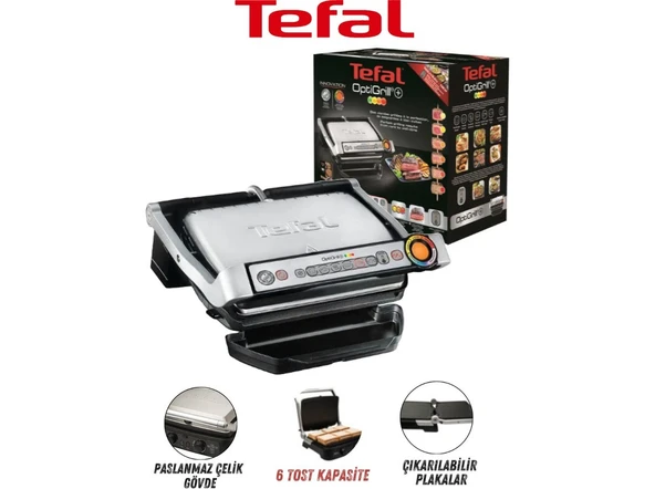 Tefal Etin Kalınlığını Algılayan Sensörlü Izgara – 6 Modlu, Döküm Plakalı Optigrill!+Mutfak Tartısı Hediyeli ürün görseli 1