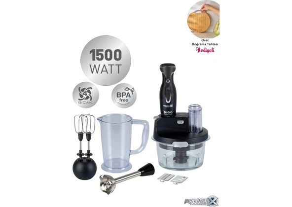Tefal Dilimleyici ve Rende 4 Bıçaklı Powelix 1500W Güç 1,5 Litre Cam Hazneli Blender & Mutfak Robotu- Onerous Hediyeli ürün görseli 1