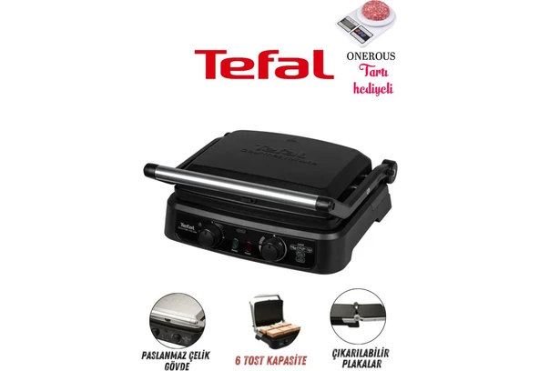 Tefal 2000W ve Zaman Ayarlayıcı Özelliği Elektrikli Premium Izgara ve Tost Makinesi+Mutfak Tartısı Hediyeli ürün görseli 1