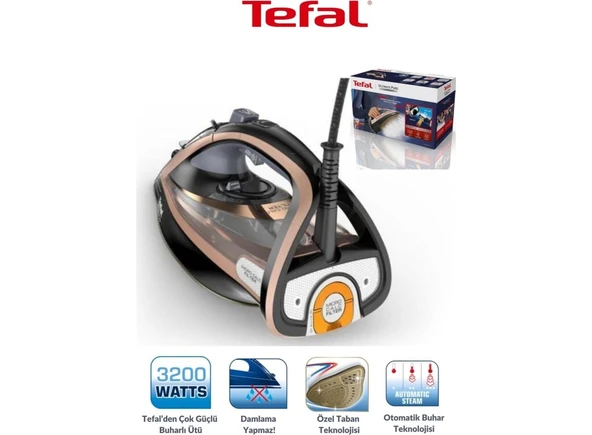 Tefal Durilium Airglide Autoclean Tabanlı Ultimate Pure 3200 W Güç, 260 G/ Dk Şok Buhar, Micro-Calc Kireç Filtre + Kumaş Hav&yün Temizleyici ürün görseli 1