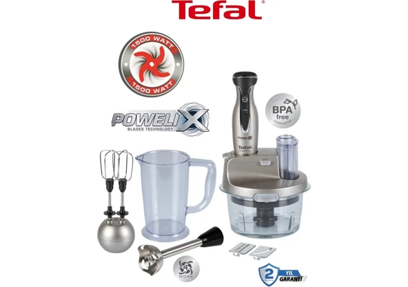 Tefal Çırpma ,dilimleme ve Rendeleme 4 Bıçaklı Powelix 1500W Güç 1,5 Litre Cam Hazneli Mutfak Robotu ürün görseli 1