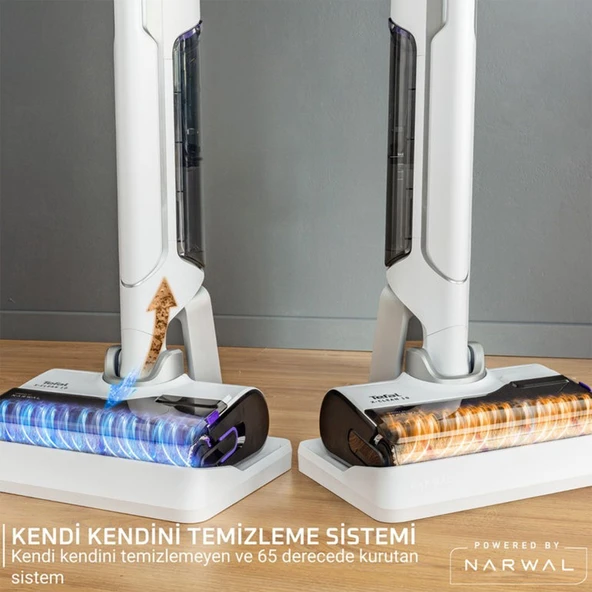 Tefal Islak ve Kuru Zemin Temizleme Kendi Kendini Temizleyen Rulo Fırçalı Kablosuz Dikey Süpürge X-Clean 10 ürün görseli 1