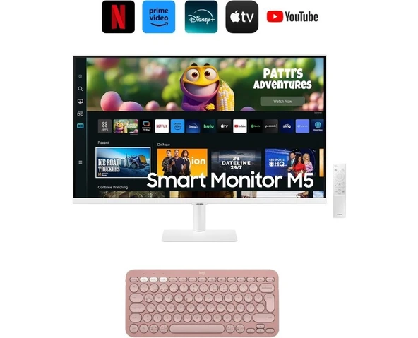 Samsung Izle, Oyna, Çalış -Wi-Fi Bağlantı Apple-Android Kablosuz Görüntü Aktarım 32''inç 80 Ekran Akıllı Tv-Monitör M5 + Logitech Kablosuz Klavye ürün görseli 1