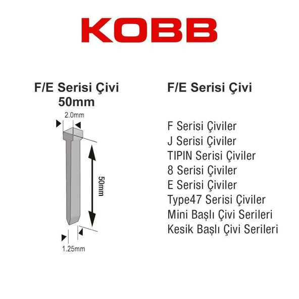 KBZ50F 50 mm 2500 Adet Çivi - Resim 2