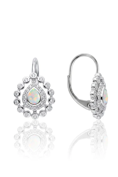 925 Ayar Gümüş Küpe Damla Kesim Mistik Opal ve Zirkon Taşlı Tasarım Kadın Küpe SGTL13375RODAJ ürün görseli 1