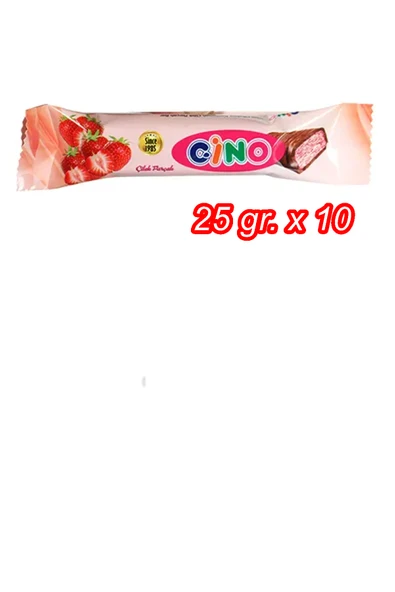 Sütlü Çikolata Kaplamalı Çilek Parçalı Bar / 25 gram x 10 Adet ürün görseli 1