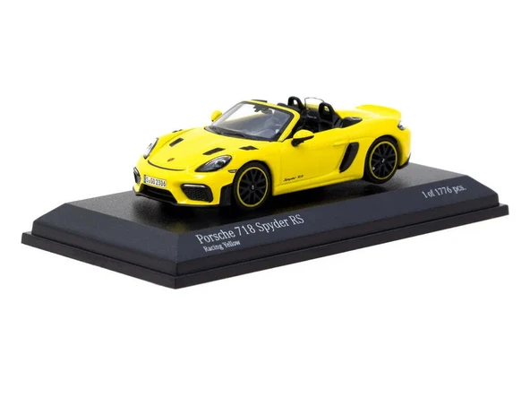 Tarmac Works Porsche 718 (982) Spyder RS 2023 Racing Sarı 1/64 Model Araba ürün görseli 1