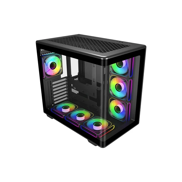 COOLERMASTER ELITE 600 Curve TG E600-KGNN-S02  7x12cm ARGB Siyah Gaming MıdTower PC Kasası ürün görseli 1