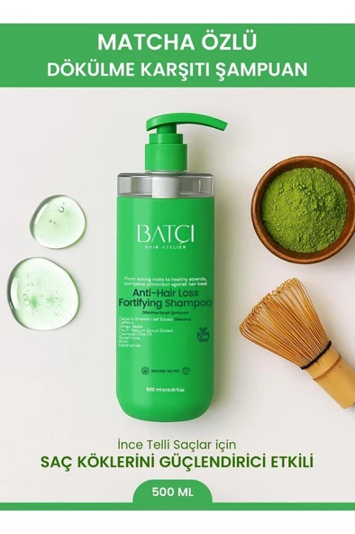Batçı Maça Çayı Özlü Dökülme Karşıtı Şampuan Matcha 500 ml ürün görseli 1