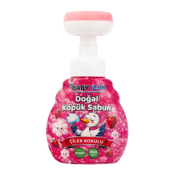 Babyİcon Doğal köpük sabun çiçek form çilekli pembe renkli 350 ml (3 ADET) ürün görseli 1