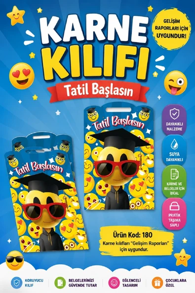 Ata Okul Öncesi ve İlkokullar İçin Karne Kılıfı (Gelişim Dosyasına Uygun) Ürün Kodu:180 (40 Adet) ürün görseli 1