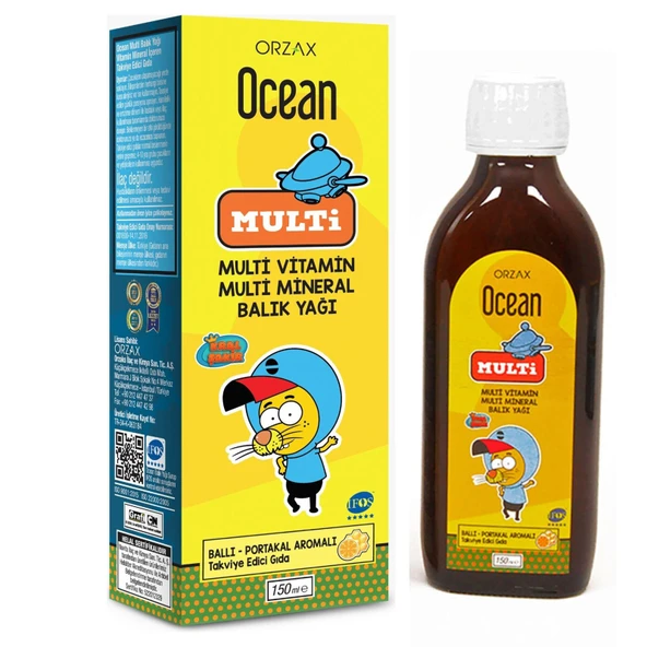 Ocean Multivitamin & Balık Yağı Şurup Ballı - Portakal Aromalı 150 ml (5 ADET) ürün görseli 1