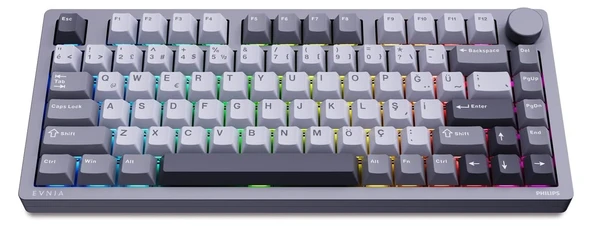 PHILIPS EVNIA SPK8618DTRH/38 SPK8618 Gri RGB %75 TKL Kablolu/Kablosuz Mekanik Oyuncu  Klavye ürün görseli 1