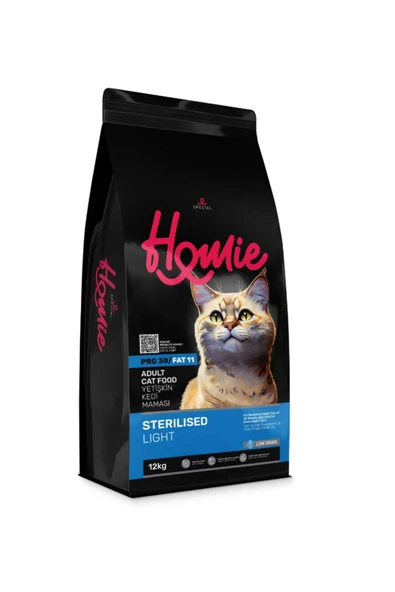 HOMİE SPECİAL STERİLİSED&LİGHT LOW GRAİN TAVUK ETLİ KEDİ MAMASI 12KG ürün görseli 1