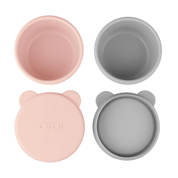 Silikon Kapaklı Mini Kase 2'li Pinky Pink-Gri (3 ADET) ürün görseli 1