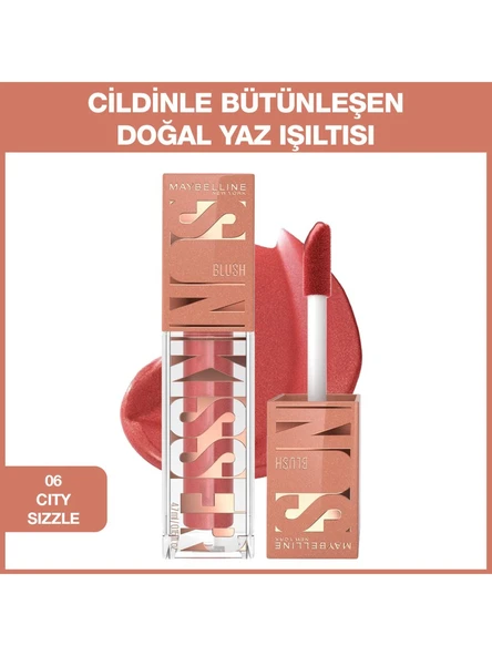 Maybelline New York Sunkisser Likit Allık 06 City Sizzle   12 Saat Kalıcı, E Vitaminli Işıltılı Formül, Tüm Cilt Tiplerine Uygun ürün görseli 1