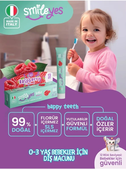 Smileyes Baby Diş Macunu 0-3 Yaş 30 ml Raspberry ürün görseli 1