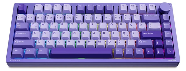 PHILIPS EVNIA SPK8618UPRH/38 SPK8618 Mor RGB %75 TKL Kablolu/Kablosuz Mekanik Oyuncu  Klavye ürün görseli 1