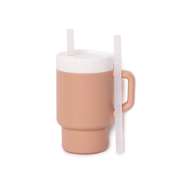 Mugley Tek Kulplu Pipetli Silikon Bardak Pow Pow Pinky (5 ADET) ürün görseli 1