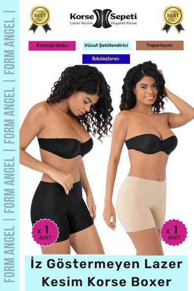 #Korse İz Göstermeyen Kaymaz Basen Toparlayıcı Şekillendiren Lazer Kesim Korse Boxer 2'li Set ürün görseli 1