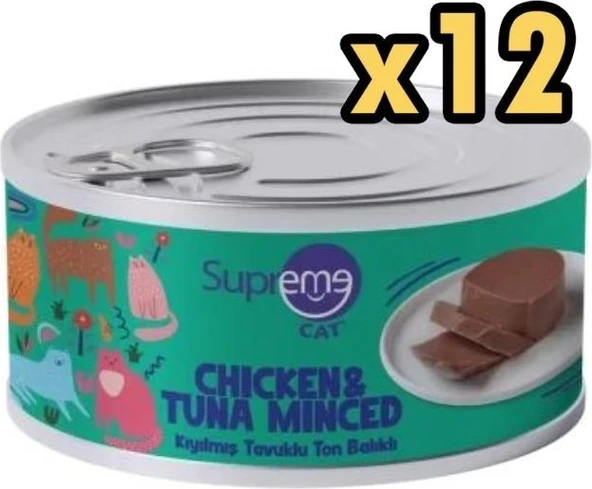 Cat Kıyılmış Tavuklu ve Ton Balıklı Yaş Kedi Maması 85 gr x 12 Adet ürün görseli 1