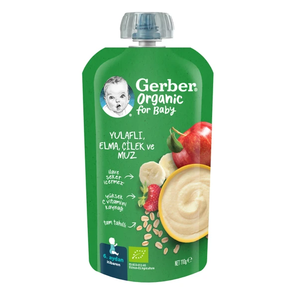 Organic Yulaflı Elma, Çilek ve Muz 110 gr (3 ADET) ürün görseli 1