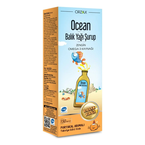 Ocean Balık Yağı Şurup Portakal Aromalı 150 ml (4 ADET) ürün görseli 1
