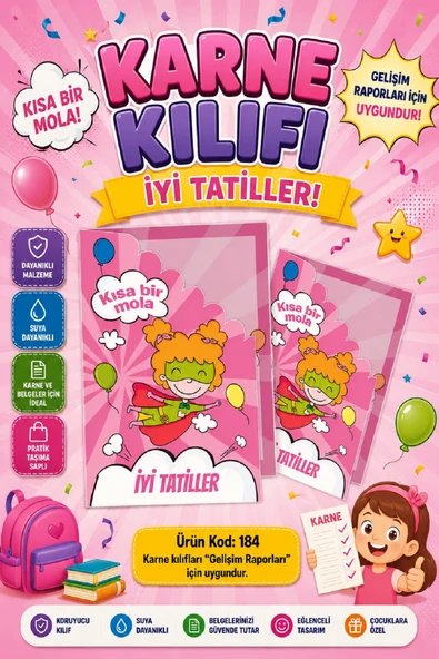 Ata Okul Öncesi ve İlkokullar İçin Karne Kılıfı (Gelişim Dosyasına Uygun) Ürün Kodu:184 (20 Adet) ürün görseli 1