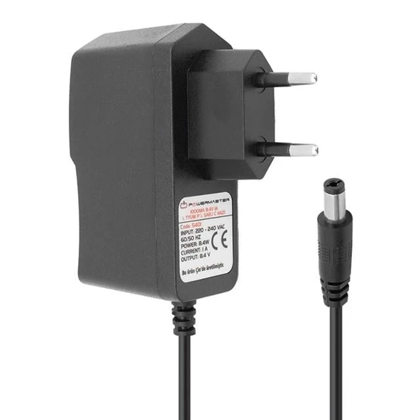 Powermaster PM-5401 8.4 Volt 1 Amper Lityum Pil Şarj Cihazı Adaptörü (5.5x2.5 Uç) ürün görseli 1