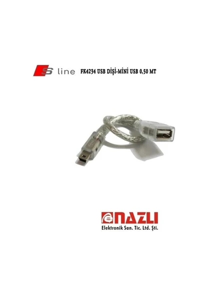 Fk 4234 Usb Dişi / Mini 5 Pin Usb Şeffaf Kablo ürün görseli 1