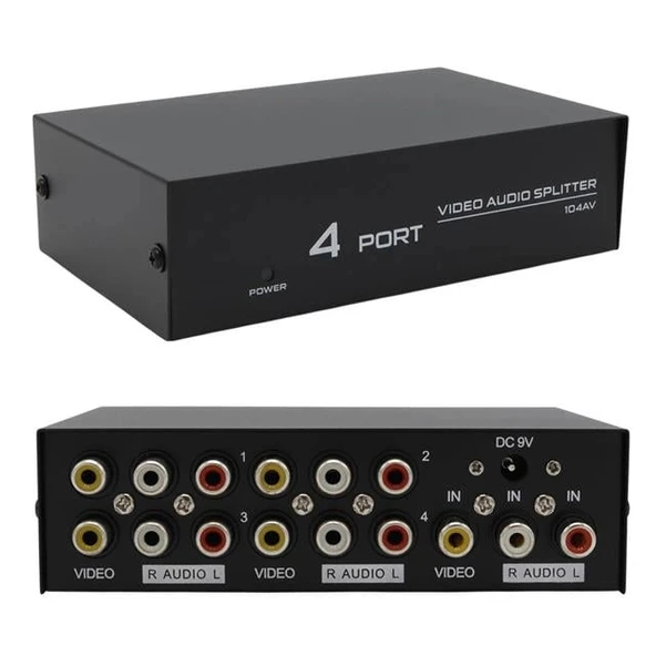 PowerMaster AV-104 4 Port AV CVBS RCA Video Audio Splitter Çoğaltıcı Dağıtıcı ürün görseli 1