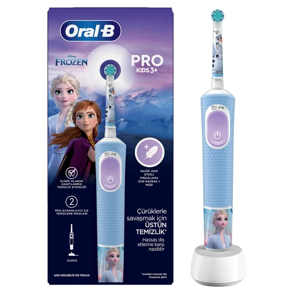 Oral B D100 Pro Çocuk Frozen Şarj Edilebilir Diş Fırçası (2 ADET) ürün görseli 1