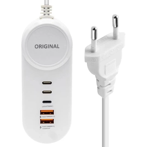 PowerMaster PM-20659 15 Watt 2 Type-C + 2 USB-A Şarj + PD Lightning Adaptör ürün görseli 1