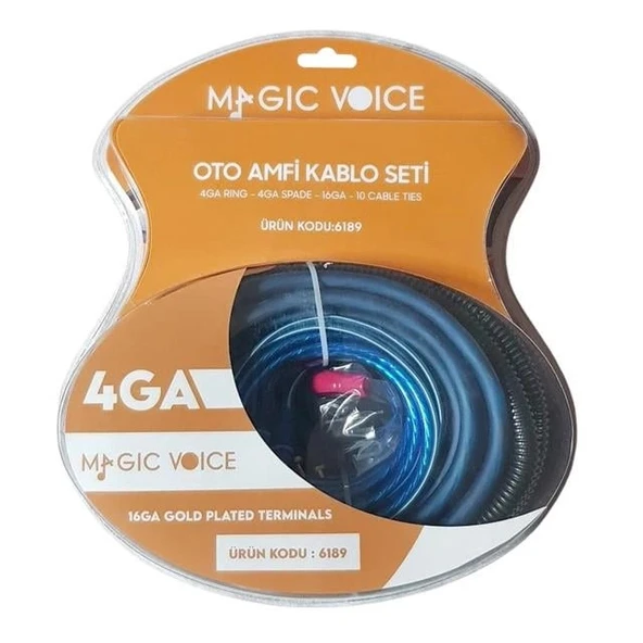 Magicvoice MV-6189 4GA Profesyonel 120A Sigortalı Oto Amfi Güç Bağlantı Montaj Kablo Seti ürün görseli 1