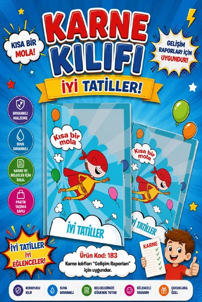 Ata Okul Öncesi ve İlkokullar İçin Karne Kılıfı (Gelişim Dosyasına Uygun) Ürün Kodu:183 (40 Adet) ürün görseli 1