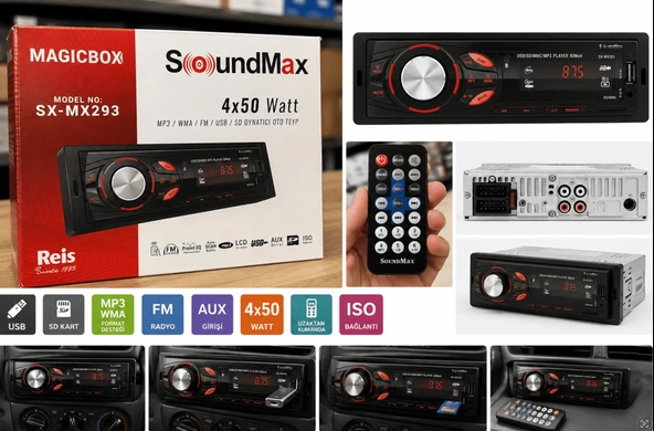 SoundMax SX-MX293 4x50W USB SD AUX FM Radyo Oto Teyp Kumandalı ürün görseli 1