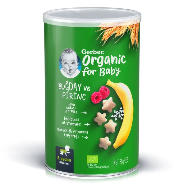 Organik Buğday Ve Pirinç Bebek Atıştırmalığı 35 gr 8+ Ay (2 ADET) ürün görseli 1