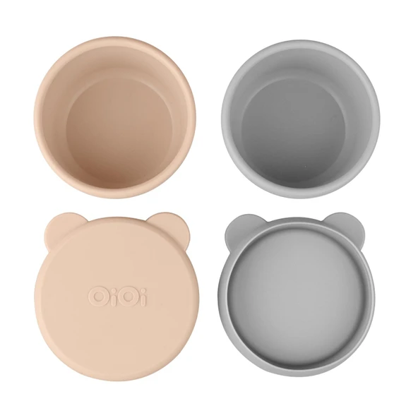 Silikon Kapaklı Mini Kase 2'li Bubble Beige /Gri (2 ADET) ürün görseli 1