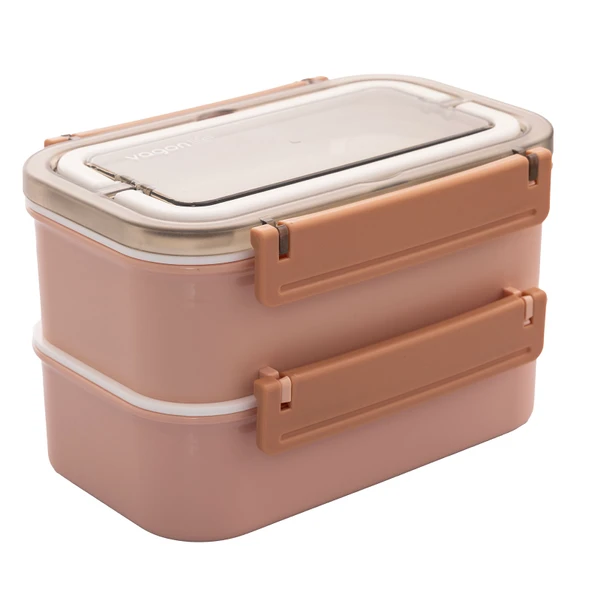 Paslanmaz Çelik 1600ml Lunch Box Pembe (2 ADET) ürün görseli 1