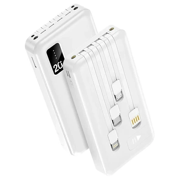 Powerway TX209 20.000mAh Kablolu Dijital Göstergeli Fenerli Powerbank Dahili Telefon Stand (MİCRO - TYPE C - LİGHTNİNG) ürün görseli 1